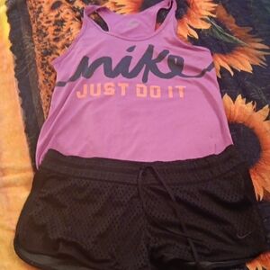 Nike Lavender Tank and Black Mesh Shorts